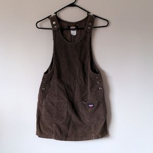 Vintage brown corduroy overall dress